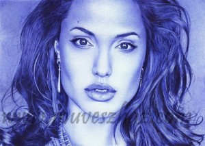 Angelina Jolie Végh Zita ballpoint pen drawing